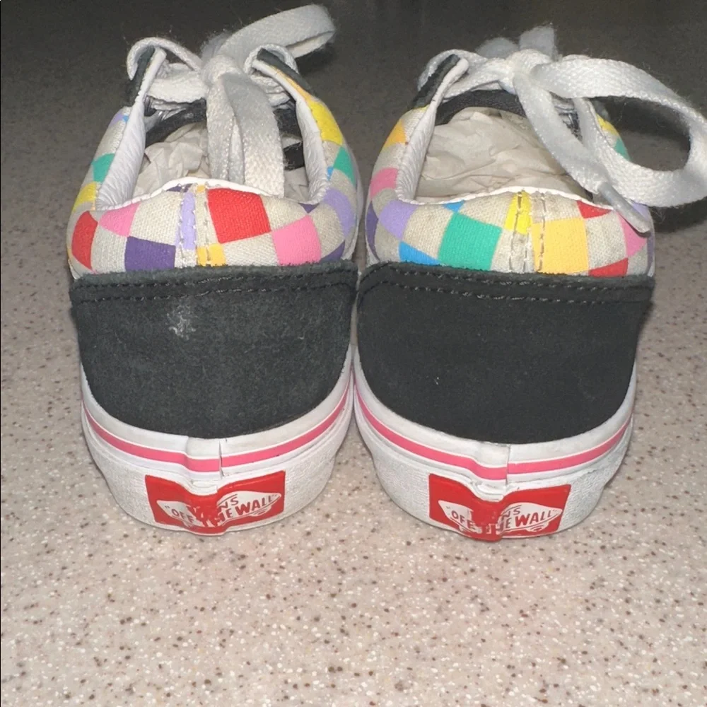 Vans Missy Rainbow Checkerboard Old Skool sneakers Kids size 12